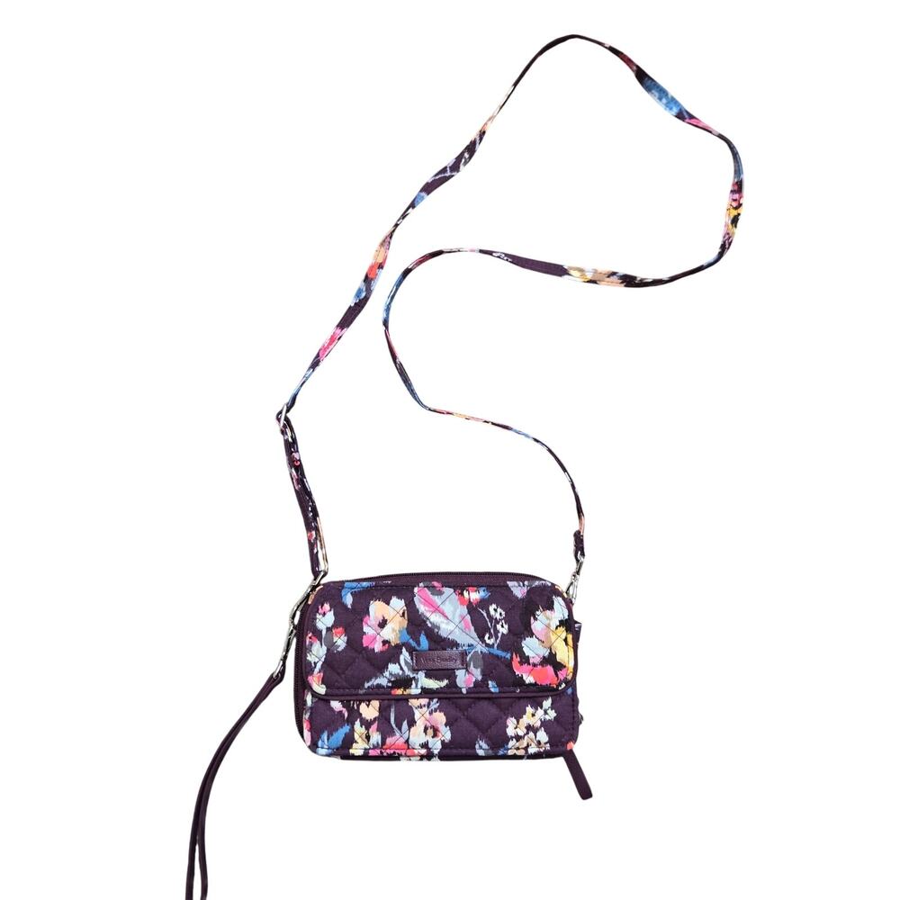 Vera Bradley Indiana Rose All In One Crossbody Adjustable Purple Maroon Floral